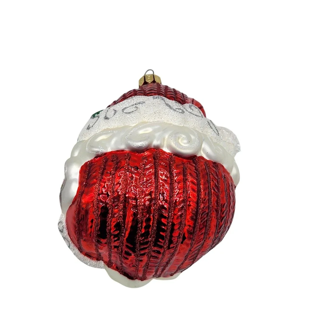 Fitz and Floyd Santa Ornament Blown‎ Glass Christmas Hand Painted